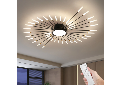 42-Light Black LED Firework Ceiling Light, APP & Remote Control, Dimmable Flush