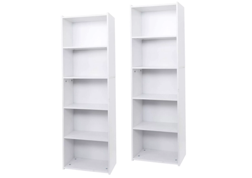 2 PCS 5-Tier Bookcase 52″ Open Shelf Bookshelf Display Storage Shelf White