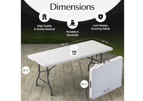 USED 4/6 Ft Plastic Folding Table – Perfect for Indoor/Outdoor Dining & Parties