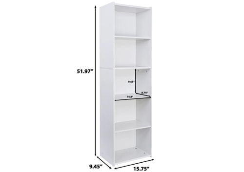 2 PCS 5-Tier Bookcase 52″ Open Shelf Bookshelf Display Storage Shelf White