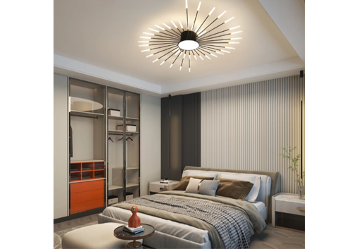 42-Light Black LED Firework Ceiling Light, APP & Remote Control, Dimmable Flush